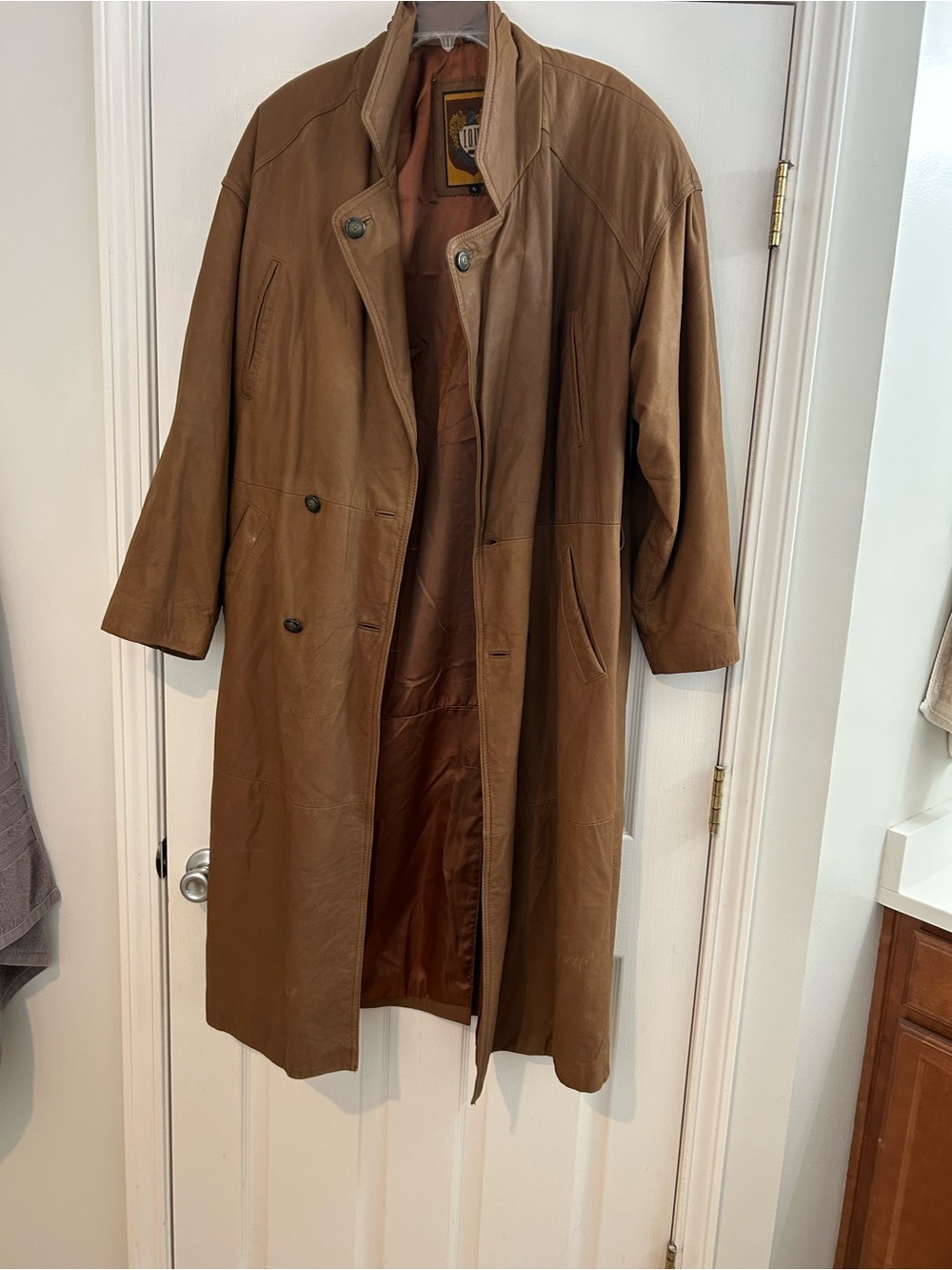 Classic Women’s Brown Leather Trench Coat